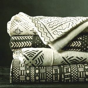 WHITE - African Bambara Mud Cloth - 63"